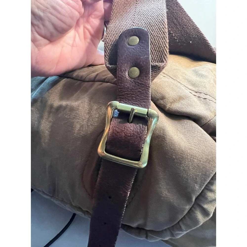 J. Crew Dry Goods Abingdon Waxed Canvas Leather Straps Rucksack Adventure Bag